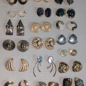 Bundle of 19 Costume Jewelry Earrings-9Clip-ons, 10 Pierced